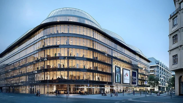 Blick auf das Gebäude des Kaufhauses Galeries Lafayette im Quartier 207 in der Friedrichstraße.