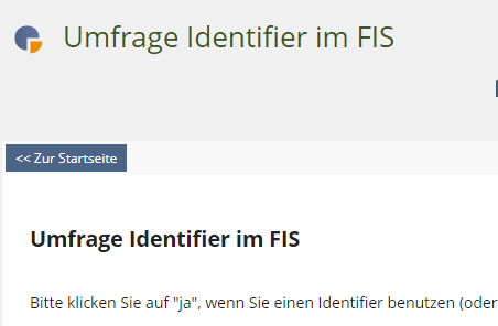 Screenshot Umfrage Identifier im FIS 