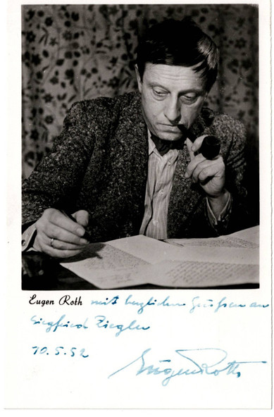 Autogrammkarte von Eugen Roth aus dem Jahr 1952