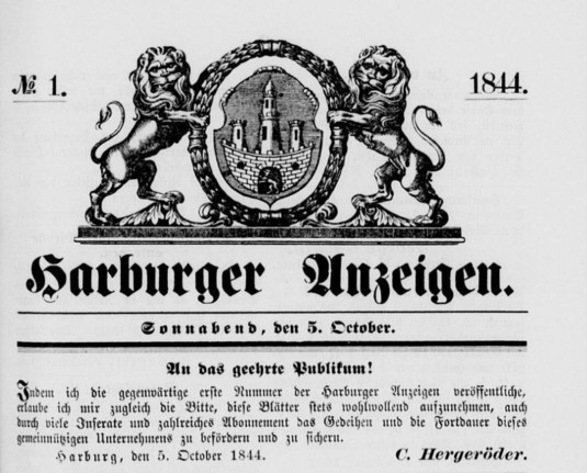Harburger Anzeigen, 5. Oktober 1844