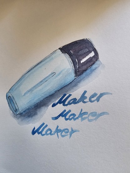 Watercolor with fineliner: Textmaker in a radiant blue. Underneath is in the same blue three times maker.

Aquarell mit Fineliner: Textmaker in einem strahlenden blau. Darunter steht im gleichen blau dreimal  Maker.