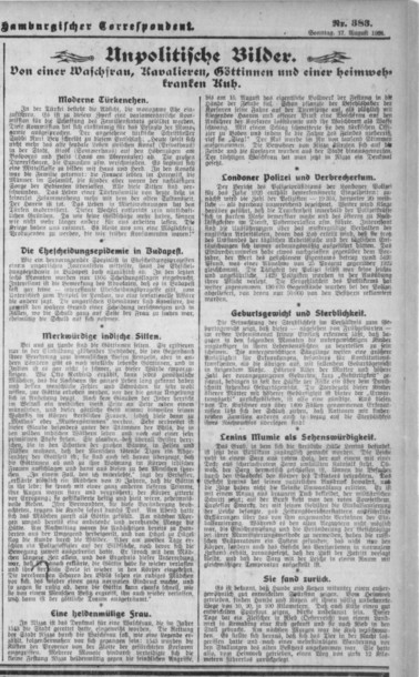 Ein historischer Zeitungsartikel vom 17. August 1924 mit dem Titel 