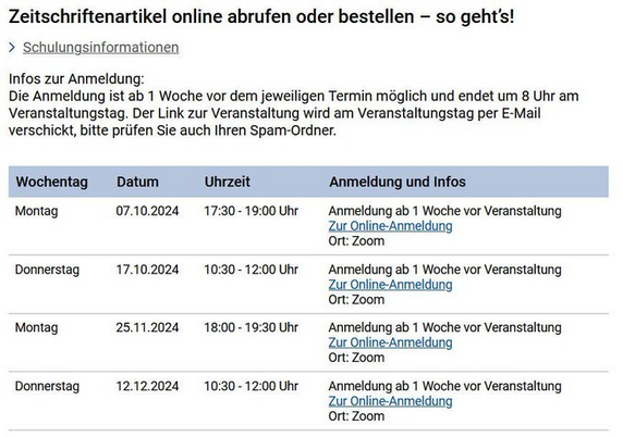 Screenshot der verlinkten Seite, Abschnitt Zeitschriftenartikel online abrufen oder bestellen - so geht's!