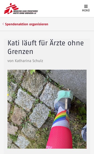 Screenshot meiner Online-Spendenaktion für Ärzte ohne Grenzen. 