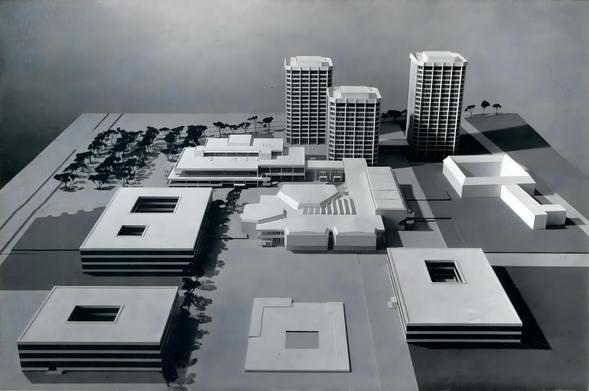 Ein Entwurf für den Göttinger Campus mit drei blauen Türmen