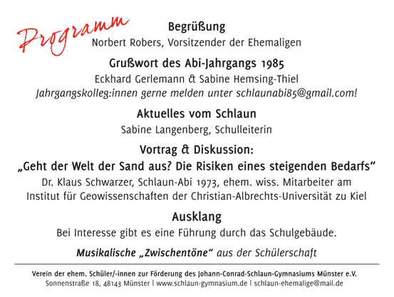 rückseite der postkarte mit dem programm des treffs