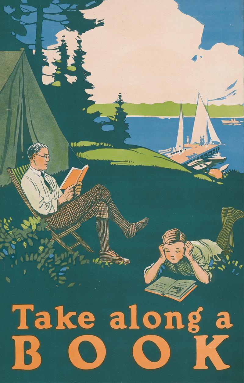 Poster des norwegisch-amerikanischen Künstlers Magnus Norstad (1884-1961). Es trägt den Titel »Take along a book« und stammt aus dem Jahr 1910.