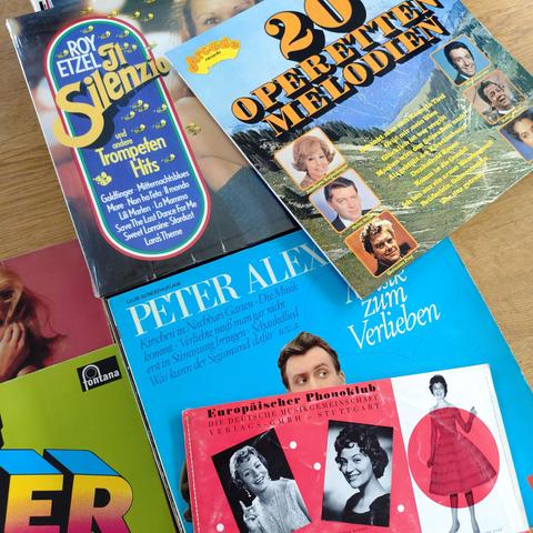 foto einiger schallplatten mit schlagern u.ä.