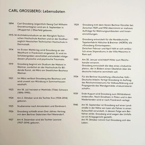 foto einer übersicht über das leben von carl grossberg zu beginn der ausstellung