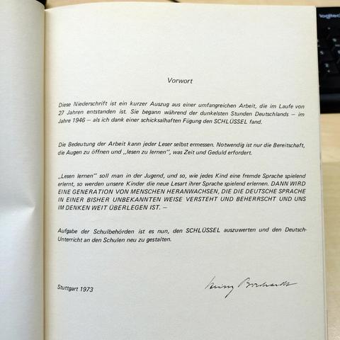 foto des vorwortes zum buch "55. der schlüssel zur deutschen sprache" von heinz borchardt