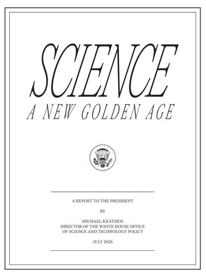 Deckblatt von Kratsios' Report "Science - A New Golden Age" 2026.