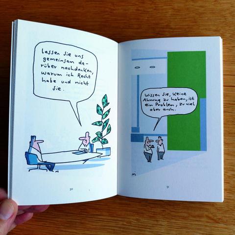 foto einer doppelseite aus dem reclam-band "montags ins büro und andere absurditäten" von dirk meissner